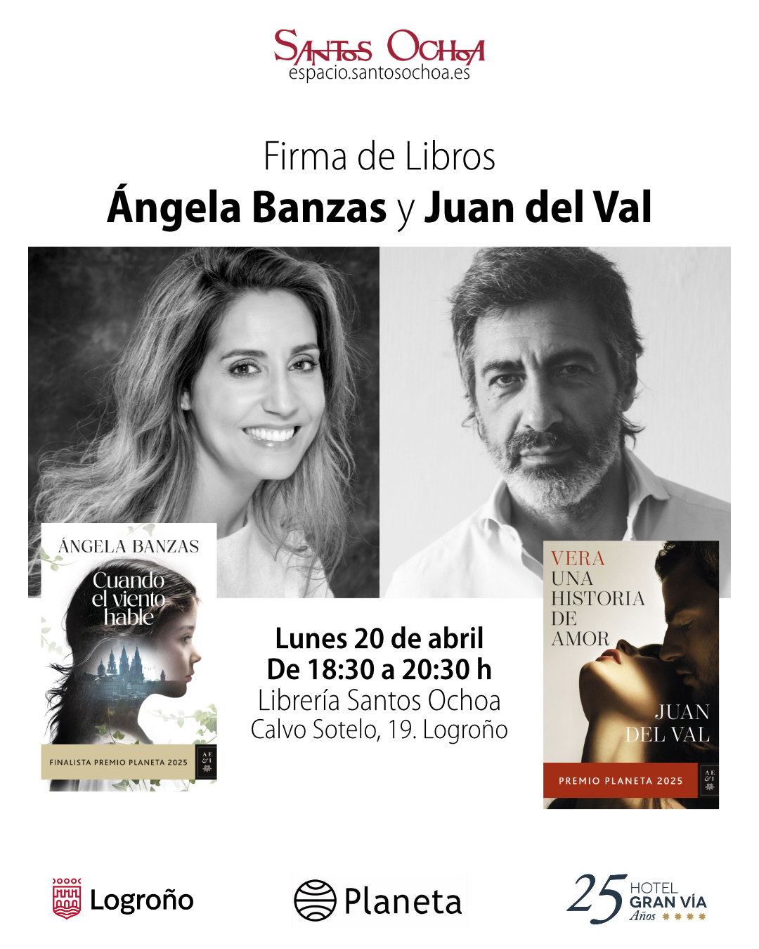 Firma de libros de Juan del Val y Ángela Banzas. Premio Planeta y Finalista